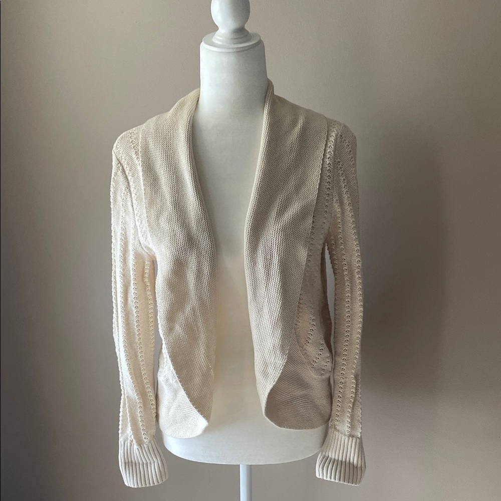 Christopher & Banks Cream Open-Front Women's Sweater cardigan size small